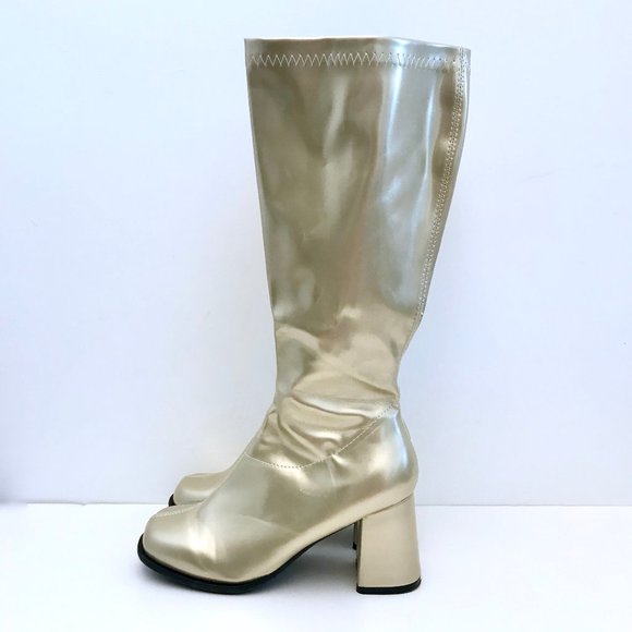 gold platform gogo boots
